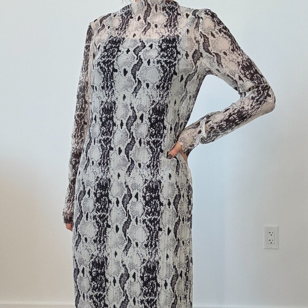 & Other Stories mesh midi dress in snake print size xs